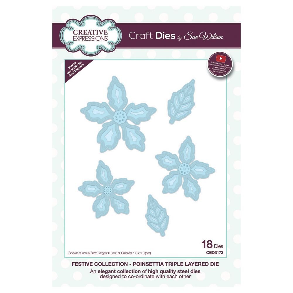Sue Wilson Craft Dies Festive Collection Poinsettia Triple Layered 