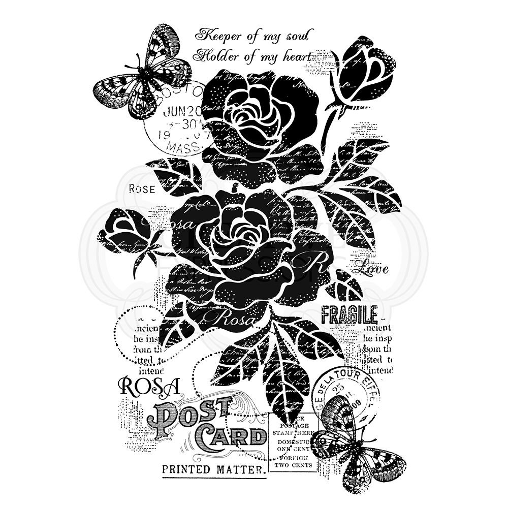 Woodware Clear Stamps Vintage Rose Picture Illustration Stamps