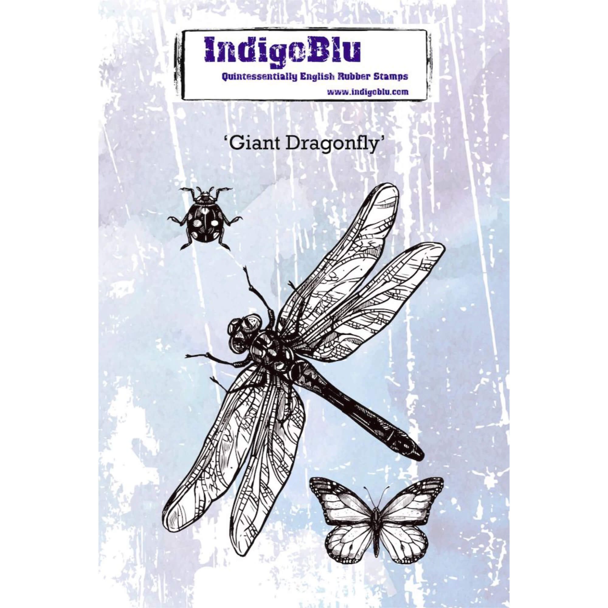 IndigoBlu A6 Rubber Mounted Stamp Giant Dragonfly Set of 3