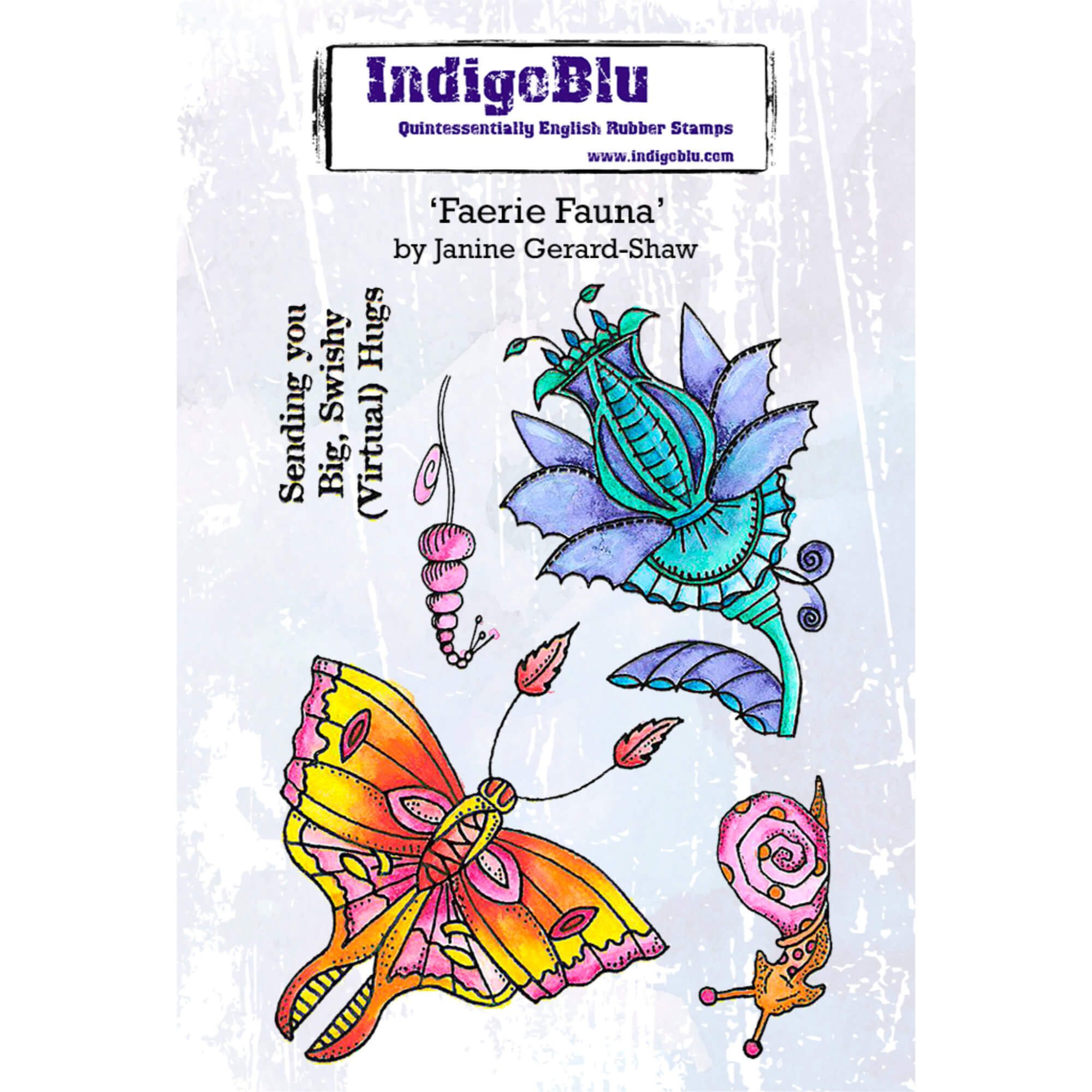 IndigoBlu A6 Rubber Mounted Stamp Faerie Fauna Set of 5