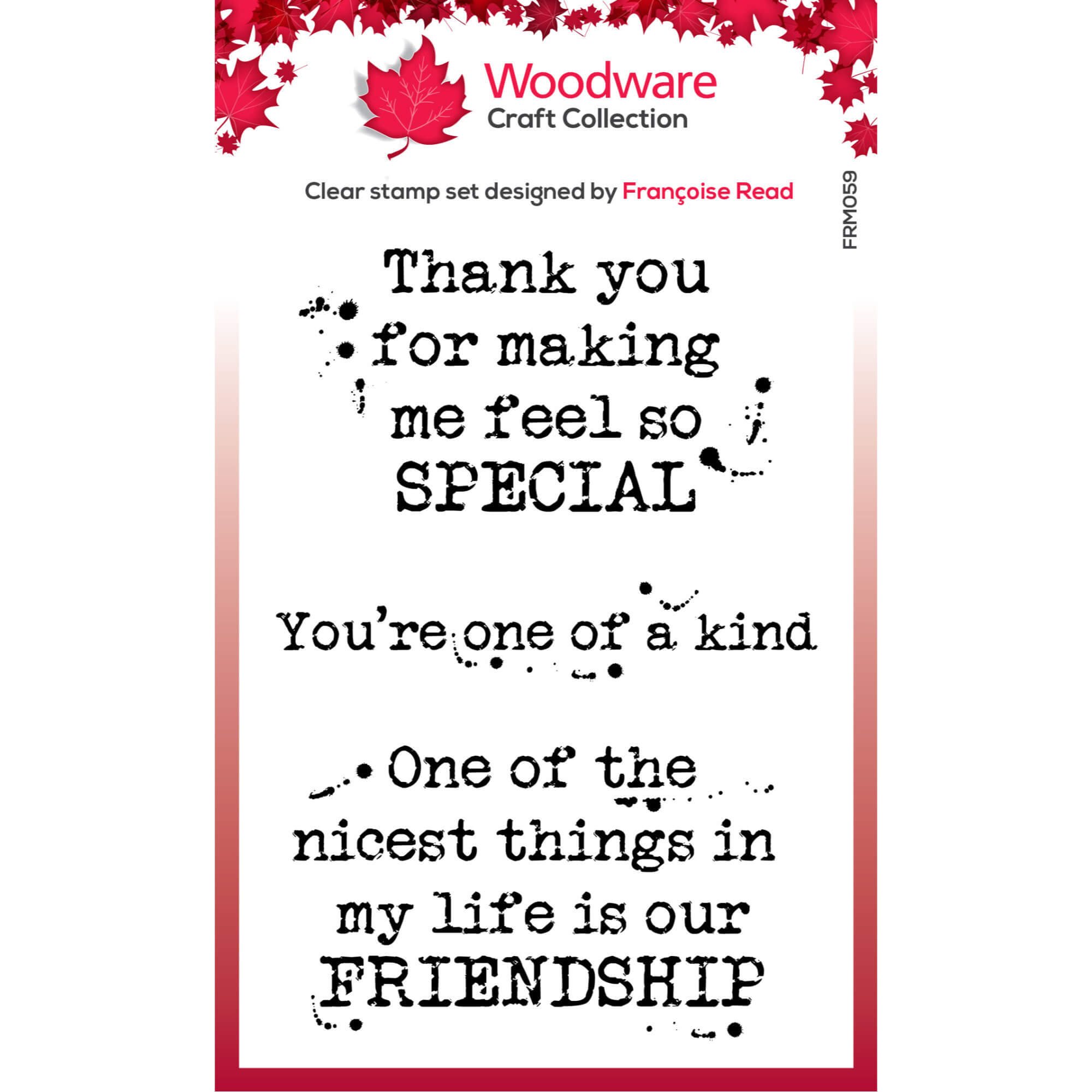 Woodware Clear Stamps Kind Words 3 Set of 3 Word Sentiment