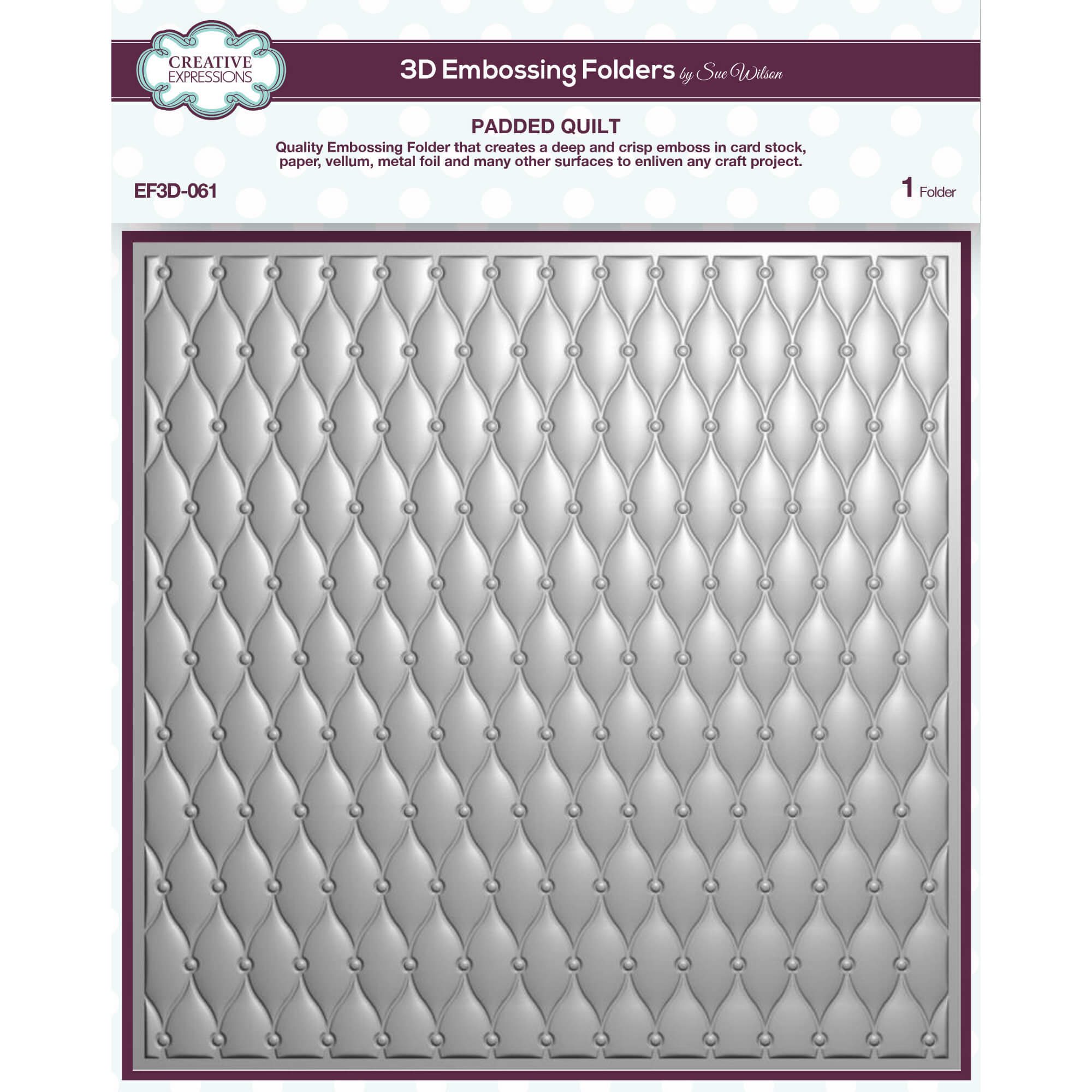 Sue Wilson 3D Embossing Folder Padded Quilt - 3D Embossing Folders ...