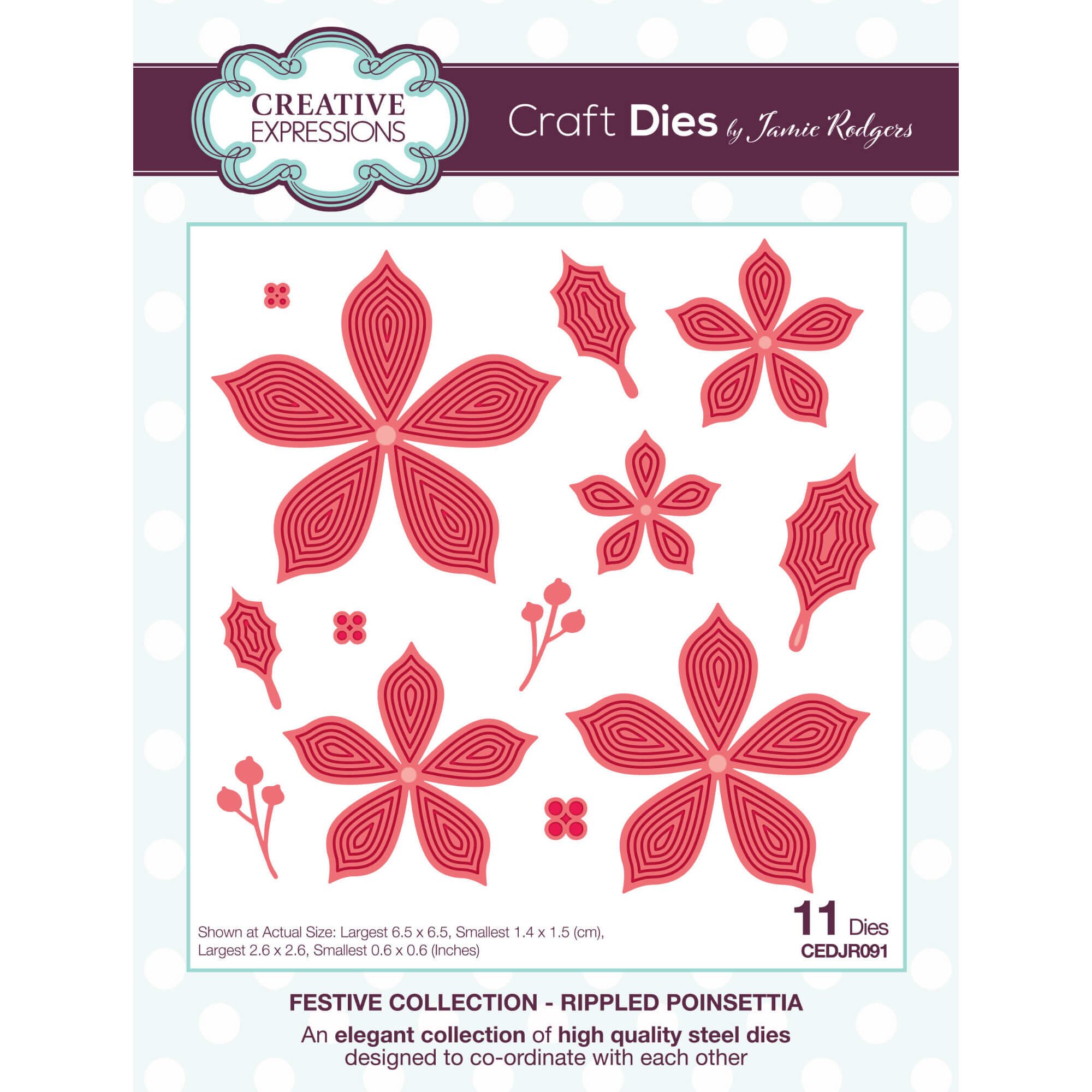 Jamie Rodgers Craft Die Festive Collection Rippled Poinsettia | Set of ...