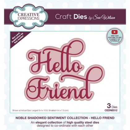 Sue Wilson Craft Dies Noble Shadowed Sentiment Hello Friend | Set of 3