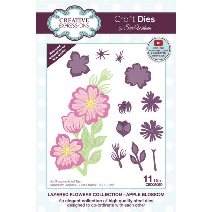 Sue Wilson Craft Dies Layered Flowers Collection Apple Blossom | Set of 11