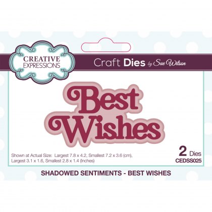 Sue Wilson Craft Dies Shadowed Sentiments Collection Best Wishes | Set of 2