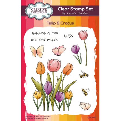 Creative Expressions Jane's Doodles Clear Stamps Tulip & Crocus | Set of 11