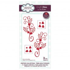 Sue Wilson Craft Dies Festive Collection Twin Holly Sprays | Set of 3