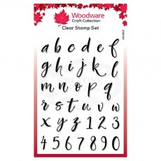 Woodware Clear Stamps Brush Script Lowercase | Set of 36