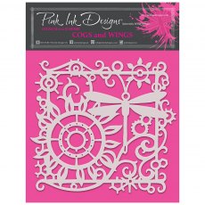 Pink Ink Designs Cogs and Wings Stencil | 8 x 8 inch