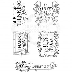 Pink Ink Designs Clear Stamp Decorative Sentiments | Set of 5