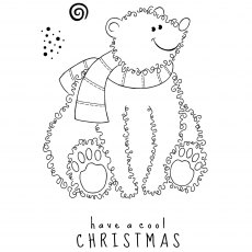 Woodware Clear Stamps Festive Fuzzies Polar Bear | Set of 4