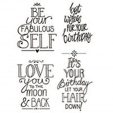 Woodware Clear Stamps Hand Drawn Sentiments | Set of 4