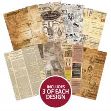 Hunkydory A4 Adorable Scorable Pattern Packs Vintage Newsprint | 24 sheets