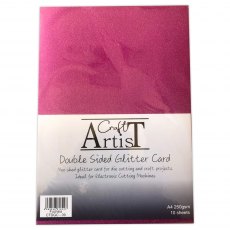 Craft Artist A4 Double Sided Glitter Card Fuchsia | 10 sheets