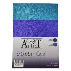 Craft Artist A4 Glitter Card Blues Waterfall | 10 sheets