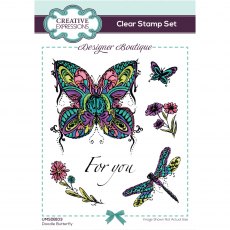 Creative Expressions Designer Boutique Collection Clear Stamps Doodle Butterfly | Set of 6