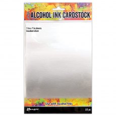 Ranger Tim Holtz 5 x 7 inch Alcohol Ink Brushed Silver Cardstock | 10 sheets