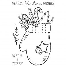 Creative Expressions Sam Poole Clear Stamp Set Fuzzy Mittens | Set of 4