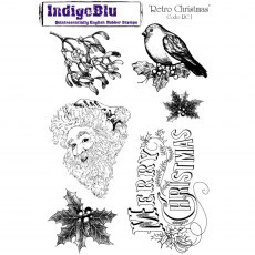 IndigoBlu A5 Rubber Mounted Stamp Retro Christmas | Set of 6