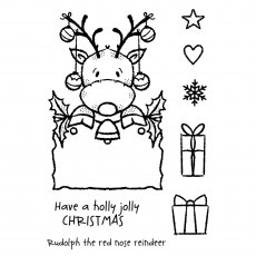 Woodware Clear Stamps Festive Rudolph | Set of 8
