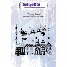 IndigoBlu A6 Rubber Mounted Stamp Flying Santa