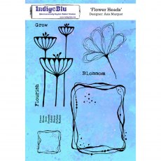 IndigoBlu A5 Rubber Mounted Stamp Flower Heads | Set of 8