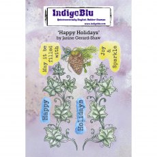 IndigoBlu A6 Rubber Mounted Stamp Happy Holidays | Set of 7