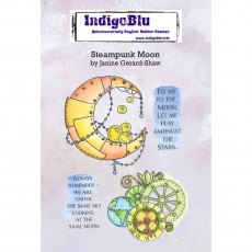 IndigoBlu A6 Rubber Mounted Stamp Steampunk Moon | Set of 4