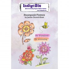 IndigoBlu A6 Rubber Mounted Stamp Steampunk Flowers | Set of 5