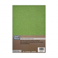 Craft Artist A4 Double Sided Glitter Card Leaf Green | 10 sheets