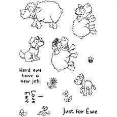 Creative Expressions Designer Boutique Clear Stamps Just For Ewe | Set of 13