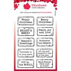 Woodware Clear Stamps Christmas Distressed Labels | Set of 10
