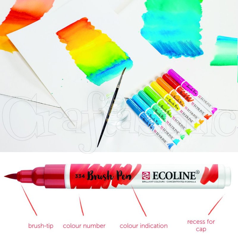 Royal Talens Ecoline Brush Marker Set - Primary Colors, Set of 5