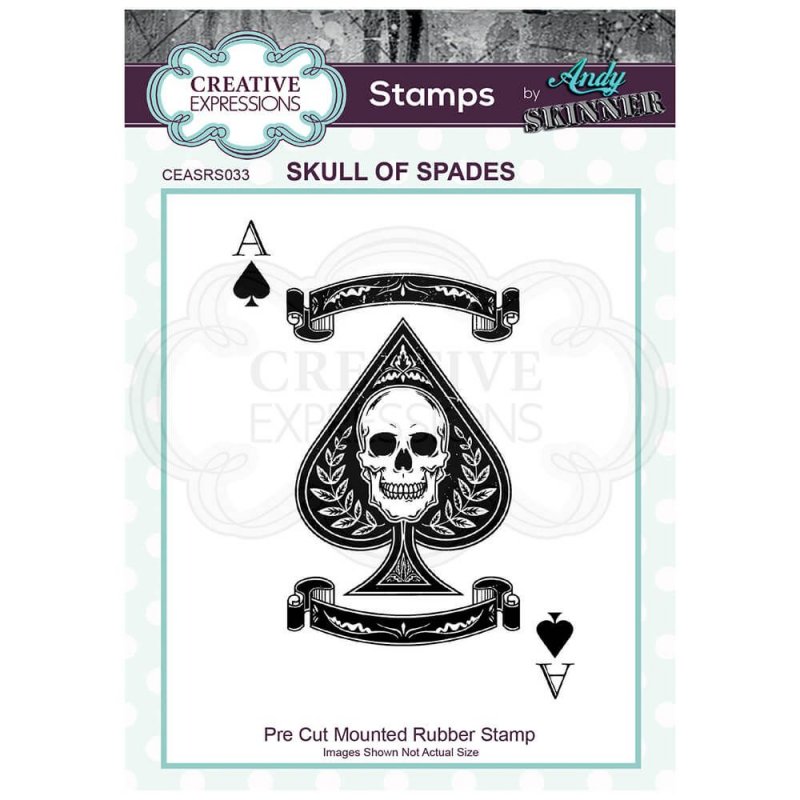 Andy Skinner Creative Expressions Pre Cut Rubber Stamp by Andy Skinner Skull of Spades