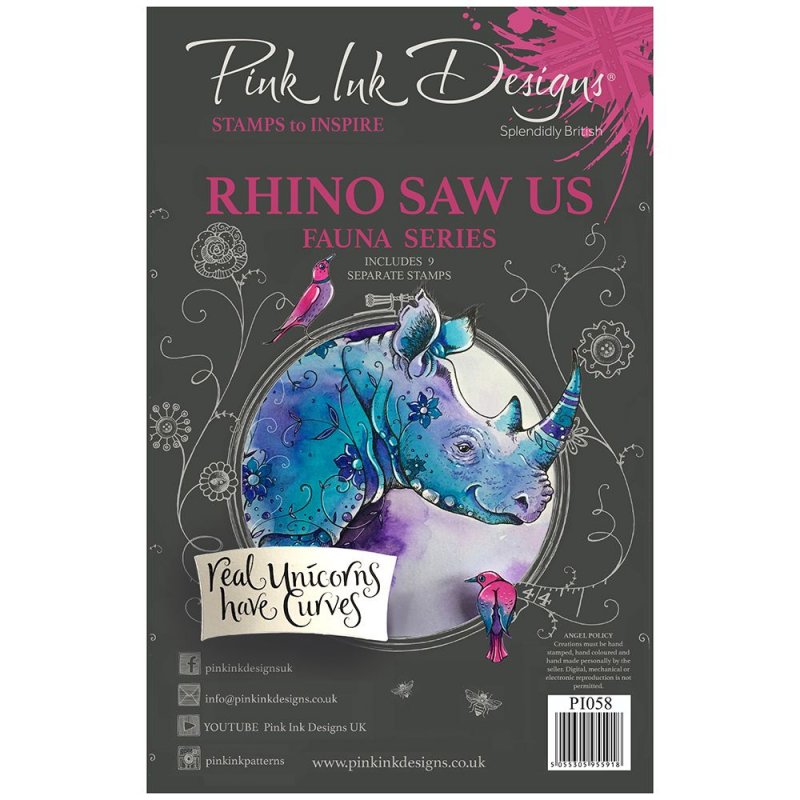 Pink Ink Designs Pink Ink Designs Clear Stamp Rhino Saw Us | Set of 9