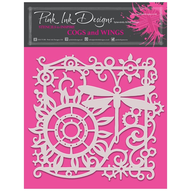 Pink Ink Designs Pink Ink Designs Cogs and Wings Stencil | 8 x 8 inch
