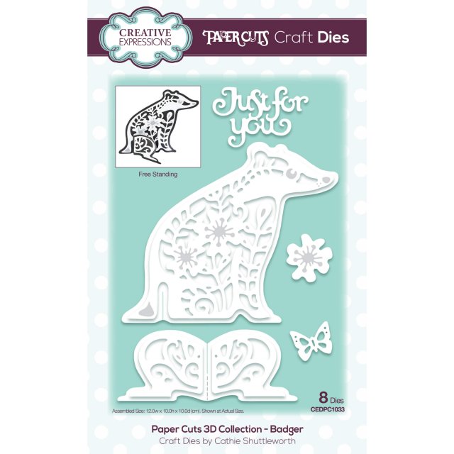 Paper Cuts Creative Expressions Craft Dies Paper Cuts 3D Collection Badger | Set of 8