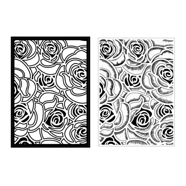 Presscut Presscut A6 Embossing Folder and Clear Stamp Roses in Bloom | Set of 2