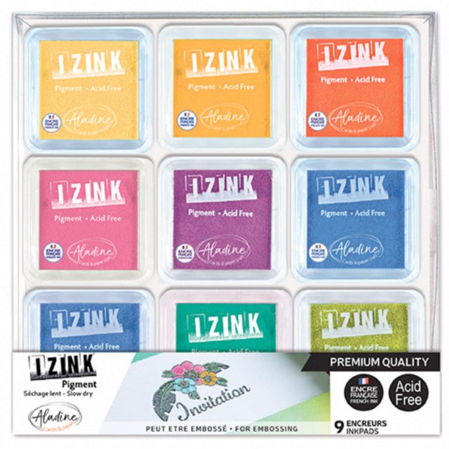 Izink Aladine Izink Embossing Slow Dry Pigment Set Bright | Set of 9