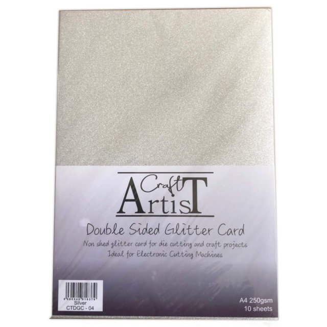 Craft Artist Craft Artist A4 Double Sided Glitter Card Silver | 10 sheets