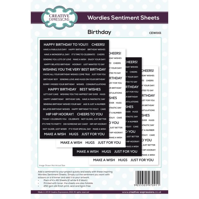 Creative Expressions Creative Expressions Wordies Sentiment Sheets Birthday | A5