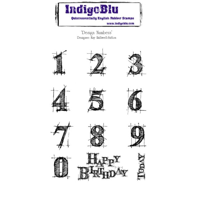 IndigoBlu Stamps IndigoBlu A6 Rubber Mounted Stamp Design Numbers | Set of 12