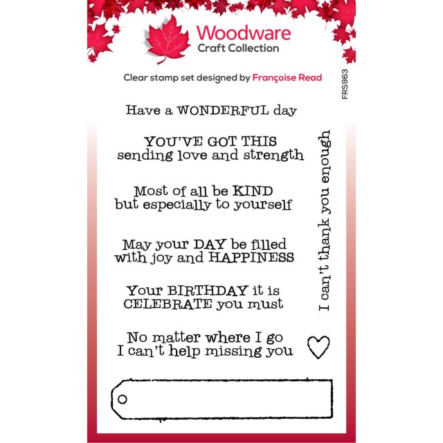 Woodware Woodware Clear Stamps Long Tag Wishes | Set of 9