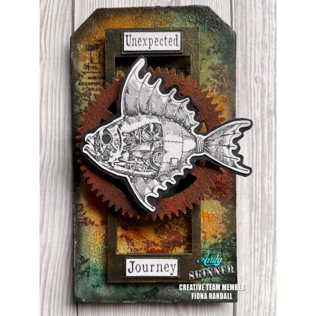 Creative Expressions Pre Cut Rubber Stamp by Andy Skinner Steampunk Fish