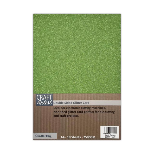 Craft Artist Craft Artist A4 Double Sided Glitter Card Leaf Green | 10 sheets