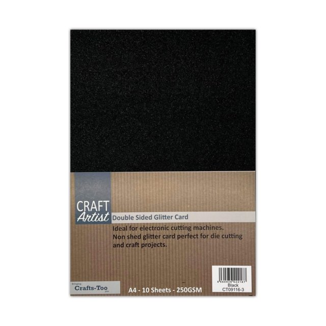 Craft Artist Craft Artist A4 Double Sided Glitter Card Black | 10 sheets
