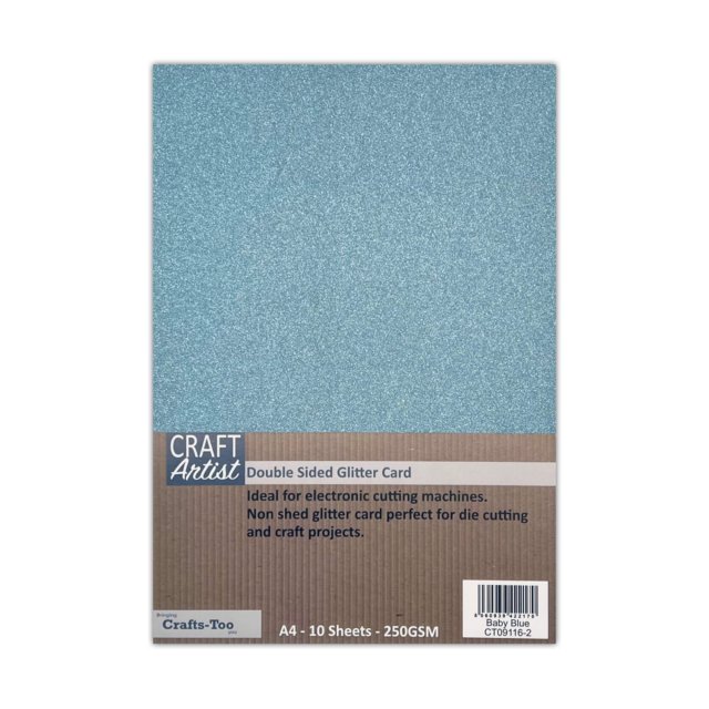 Craft Artist Craft Artist A4 Double Sided Glitter Card Baby Blue | 10 sheets