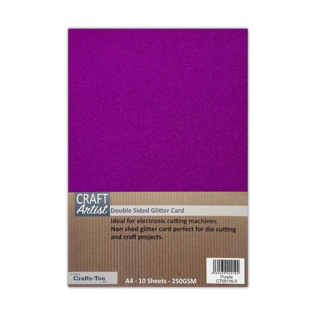 Craft Artist Craft Artist A4 Double Sided Glitter Card Purple | 10 sheets