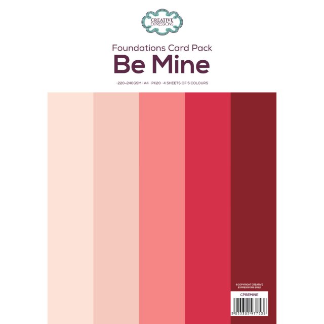 Creative Expressions Foundation A4 Card Pack Be Mine | 20 sheets